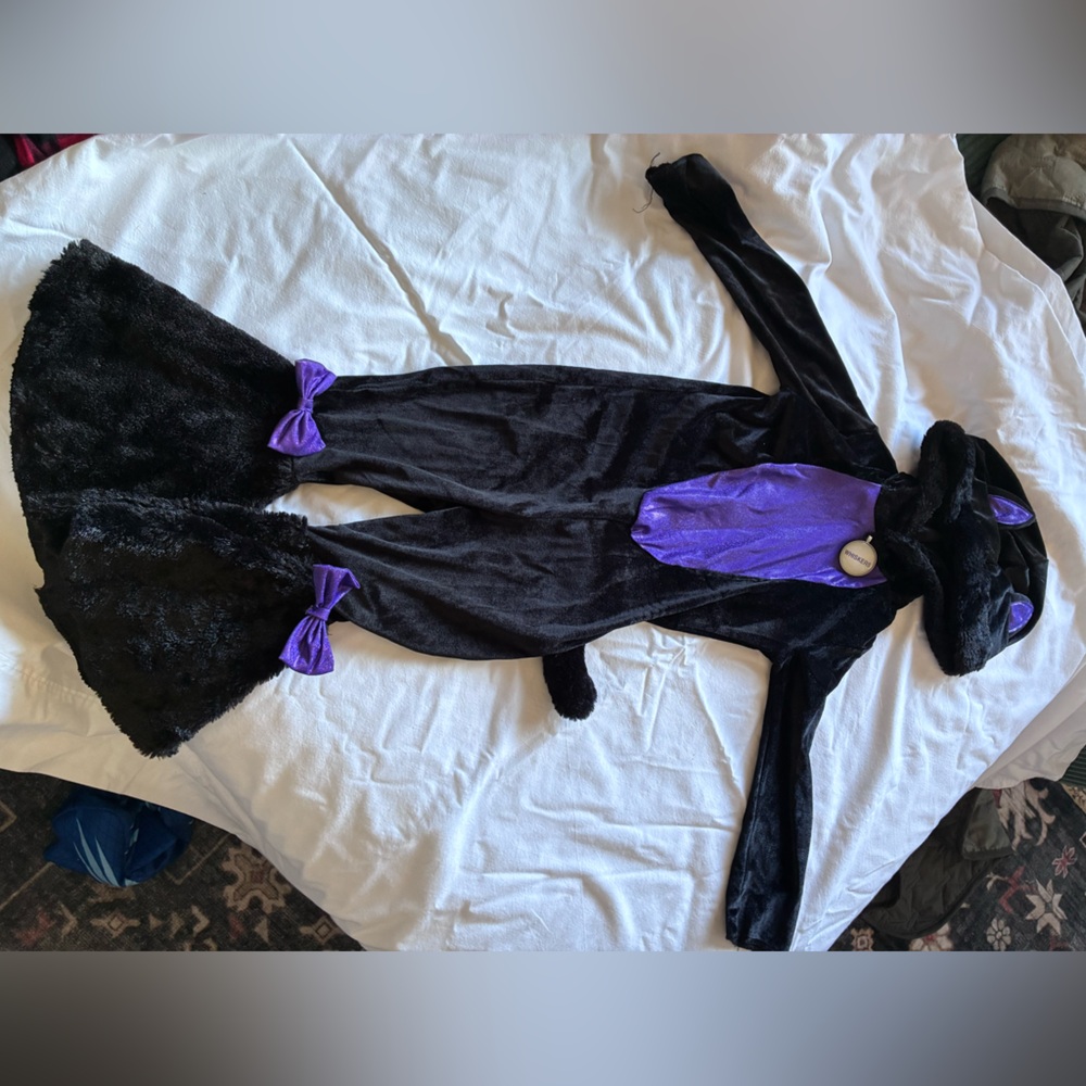 Spirit Black and Purple Plush Cat Costume with Bows